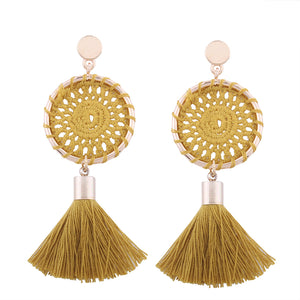 Women's Knitted Long Tassel Women Drop Dangle Earrings