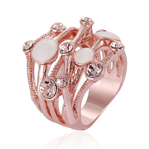 Irregular Interlaced Line Rose Gold Opal Ring Clothing Accessories Fashion Women Jewelry