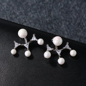 Luxury 925 Sterling Silver Dazzling Zirconia Pearl Earrings