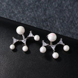 Luxury 925 Sterling Silver Dazzling Zirconia Pearl Earrings