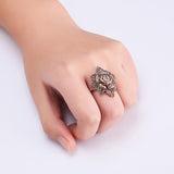 Champagne Gold Zircon Lifelike Flower Elegant Accessories Ring Rose Gold Rhinestone Ring