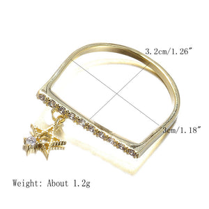 Unique Hollow Star Pendannt Zircon 18K Gold Irregular Rings