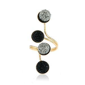 Fashion Alloy Black Statement Shiny Stone Ball Knuckle Ring