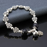 Silver Crystal Rose Simple Pendant Bead Bracelets For women