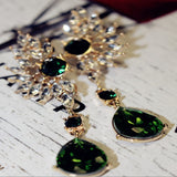 Green Red Rhinestone Earring Wings Charm Drop Pendant