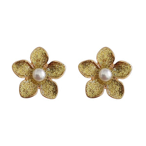 Flower Gold Pearl Earrings Jewelry for Women