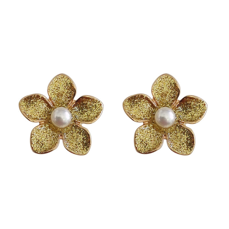 Flower Gold Pearl Earrings Jewelry for Women