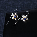 Sweet 925 Sterling Silver Long Flower Earrings for Women