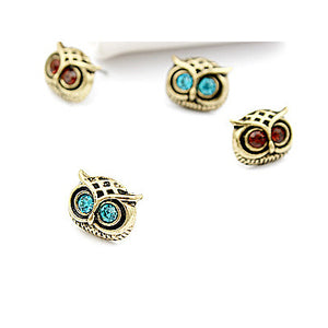 Vintage Lovely Rhinestone Eyes Owl Ear Stud Earrings For Women 