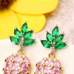 Cute Pineapple Earrings New Fashion Shiny Zircon Inlay Exquisite Ear Stud Clothing Accessories