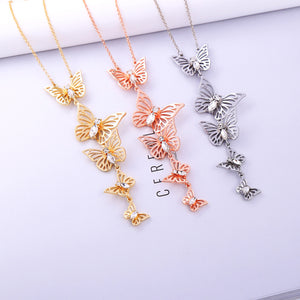 Sweet Butterfly Pendant Necklace Crystal Clothing Accessorie