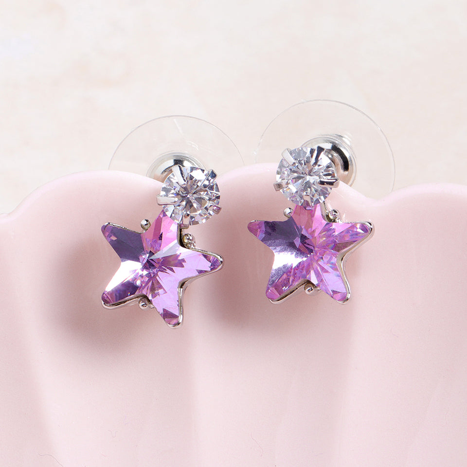 Simple Star Ear Stud Earring Dazzling Cubic Zirconia Star