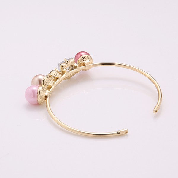 Trendy Open End Artificial Pearl Rhinestone Geometric Bracelets Gift for Women