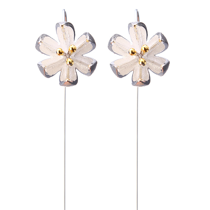 S925 Silver Ear Drop Delicate Drawing Lotus Flower Earrings