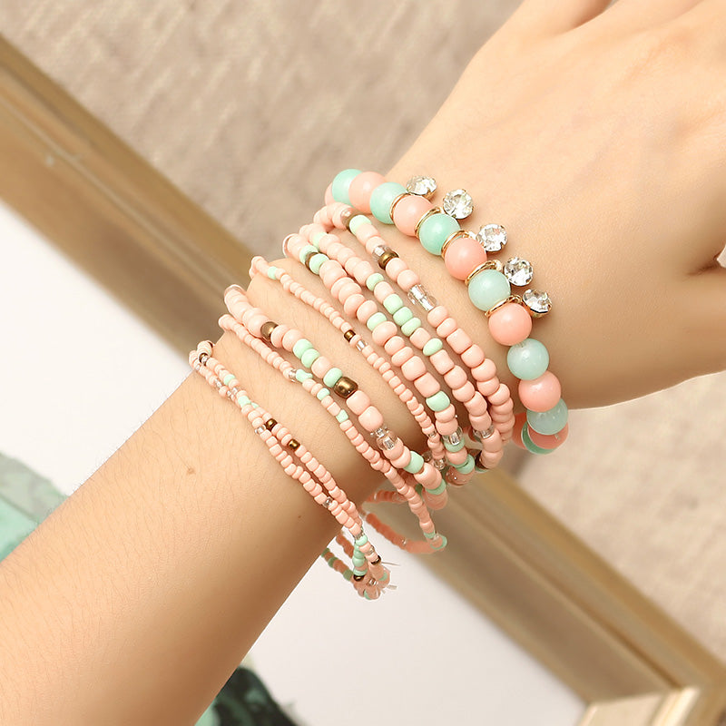 Bohemian Charming Bracelet Beads Rhinestone Multilayer Bracelets for Women