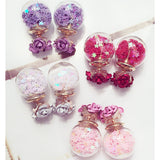 Trendy Colorful Glass Ball Stars Ear Stud Flower Earrings