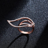 Streamline Leaf Shape Stylish Finger Ring Rhinestone Eco Friendly Accessories Anallergic Jewelry