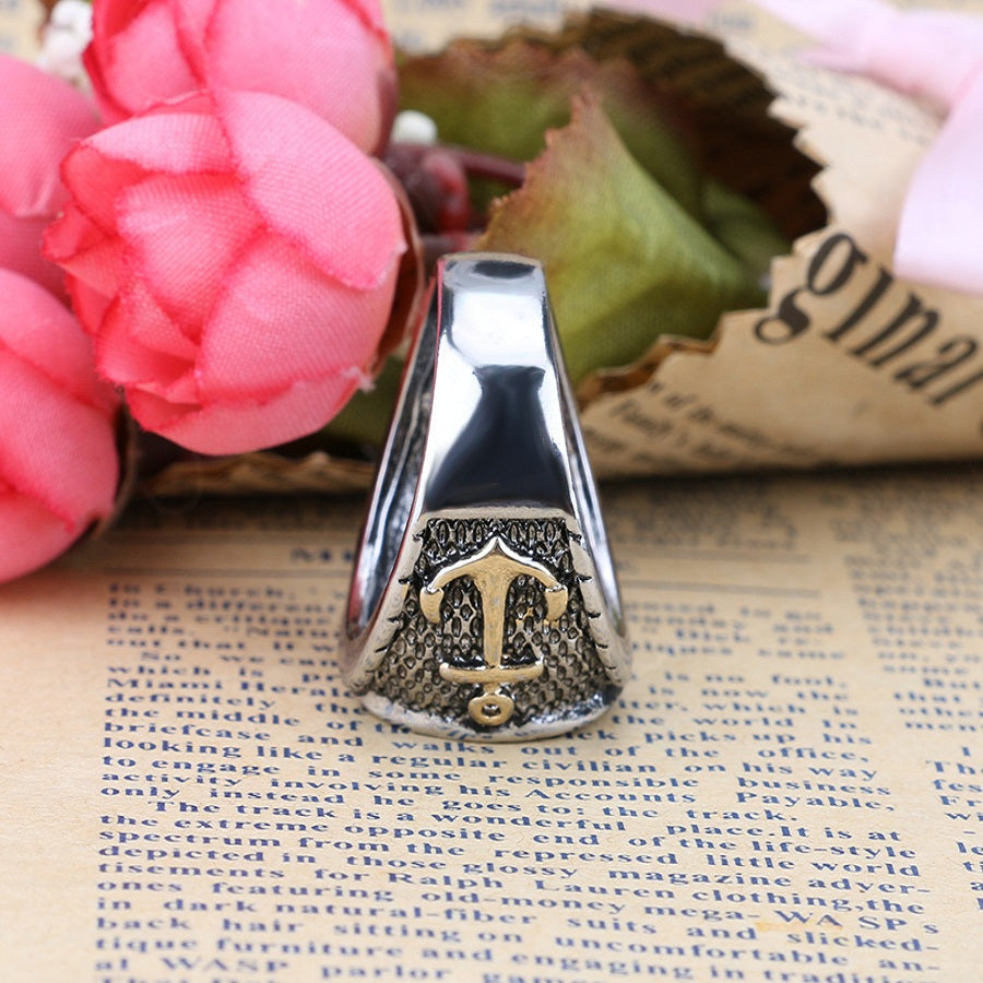 Retro Finger Rings Antique Silver Compass Patter Finger Ring