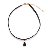 Leather Belt Short Collar Cord Tassel Collar Necklaces 