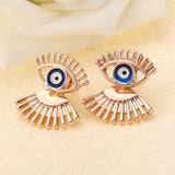 Trendy Eye Eyelash Ear Stud Earrings Silver Rose Gold Plated