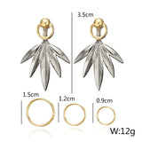 5Pcs Leaf Geometric Earring Set Gold Rings Ear Clip Jewelry