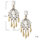 Bohemian White Gem Drop Earrings