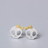 Punk Skull Skeleton Golden Bowknot Ear Stud for Women