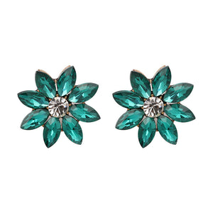 Sweet Women's Colorful Flower Rhinestones Crystal Earrings