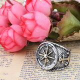 Retro Finger Rings Antique Silver Compass Patter Finger Ring