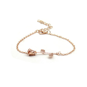 Trendy Rose Gold Silver Plated Flower Chain Bracelets