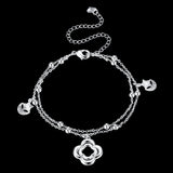 Flower Pendant Silver Plated Anklet Star and Moon Shaped Foot Chain