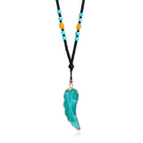 Ethnic Unisex Long Necklace Natural Stone Pendant Turquoise