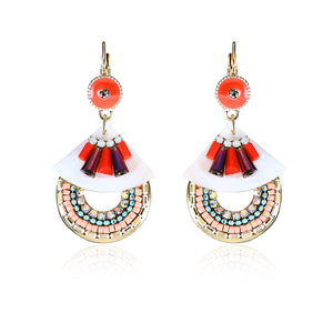 Bohemian Vintage 14K Gold Plated Earrings Ethnic Colorful Geometric Shell Earrings Jewelry for Women