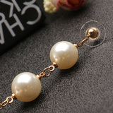 Elegant Tassel Ear Stud Long Pearl Pendant Earrings Women Jewelry