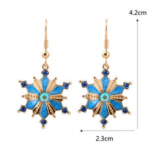 Bohemian Turquoise Rhinestones Flower Dangle Earring