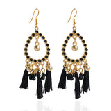 Bohemian Alloy Beads Drop Tassel Women Earrings