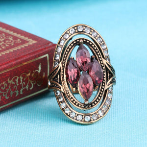 Bohemian Red Gemstone Crystal Finger Rings for Women