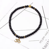 Black Matte Buddha Lucky Bracelet Irregular Pattern Pendant Necklace Bangle for Women