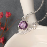 YUEYIN Sweet Heart Shaped Zircon Silver Necklace for Women