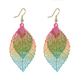 Ethnic Statement Colorful Double Layer Leaf Drop Earring