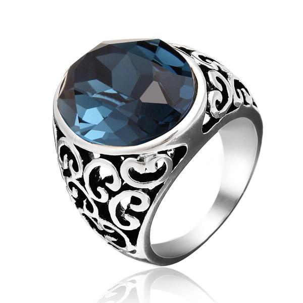 Vintage Hollow Out Carve Crystal Zircon Ring Unisex Jewelry