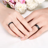 Black Zircon Stripe Simple Gift Couple Lover Love Stainless Steel Finger Ring Women Men