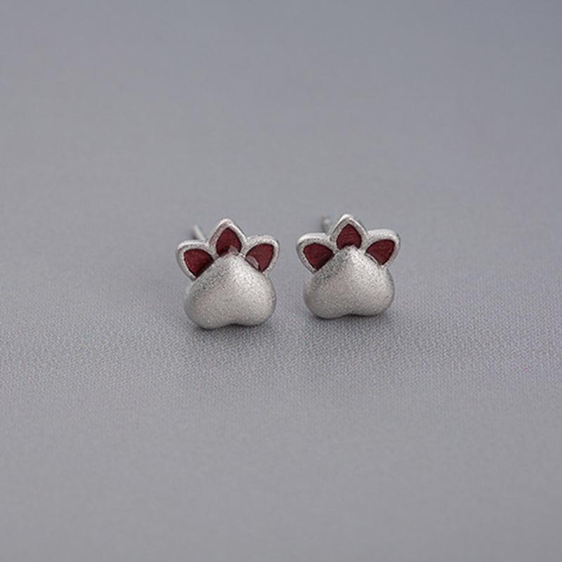 Women Cute 925 Sterling Silver Cat Claws Stud Earrings Gift