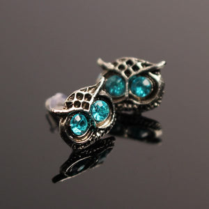 Vintage Lovely Rhinestone Eyes Owl Ear Stud Earrings For Women 