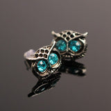 Vintage Lovely Rhinestone Eyes Owl Ear Stud Earrings For Women 