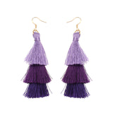 Women's  Bohemian Tassel Earrings Hand-made Three Layers Different Color Ear Drop Unique Gift