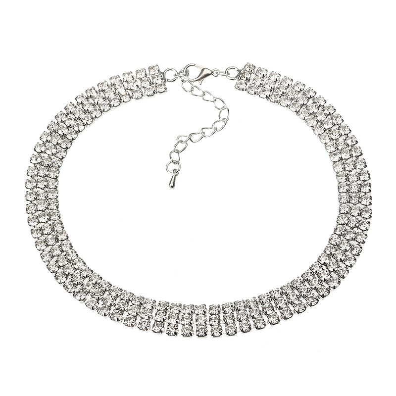 3 Styles Sexy Shiny Rhinestone Necklace Simple Zinc Alloy Choker Clothing Accessories
