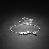 Dog Tag Shaped Foot Chain Silver Plated Rhinestone Anklet Jewelry