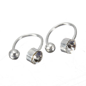 2Pcs No Piercing Crystal Rhinestone Nose Cuff Clip Earrings