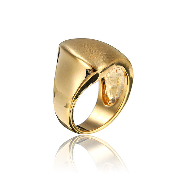 Silver Gold Irregular Polished Alloy Metal Finger Ring For Women